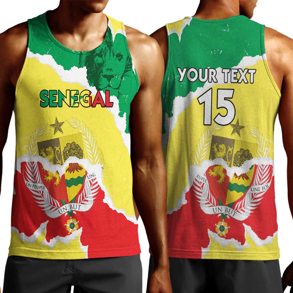 Custom Senegal Beach Soccer 2025 Men Tank Top Go Champions - Grunge Style LT15
