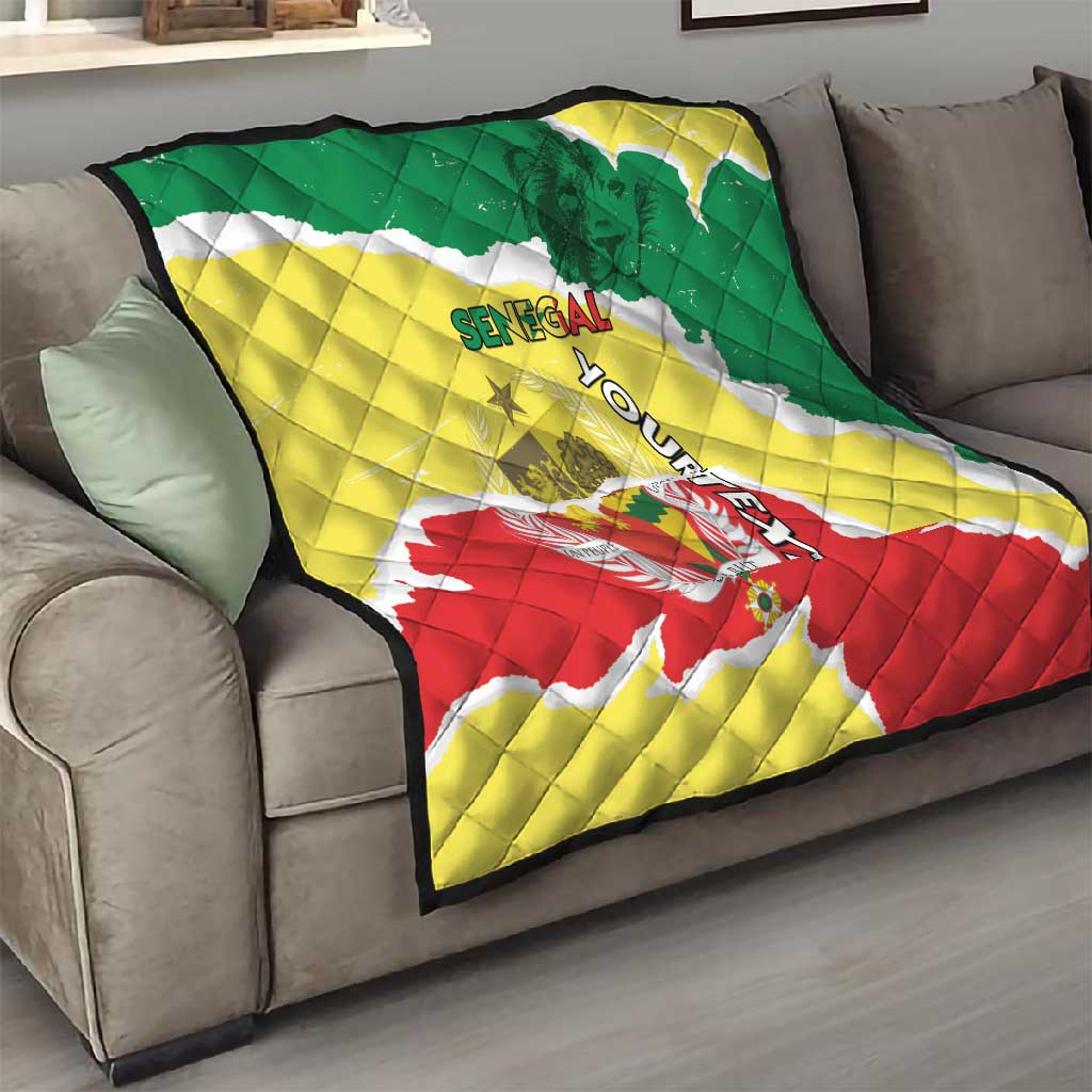 Custom Senegal Beach Soccer 2025 Quilt Go Champions - Grunge Style LT15