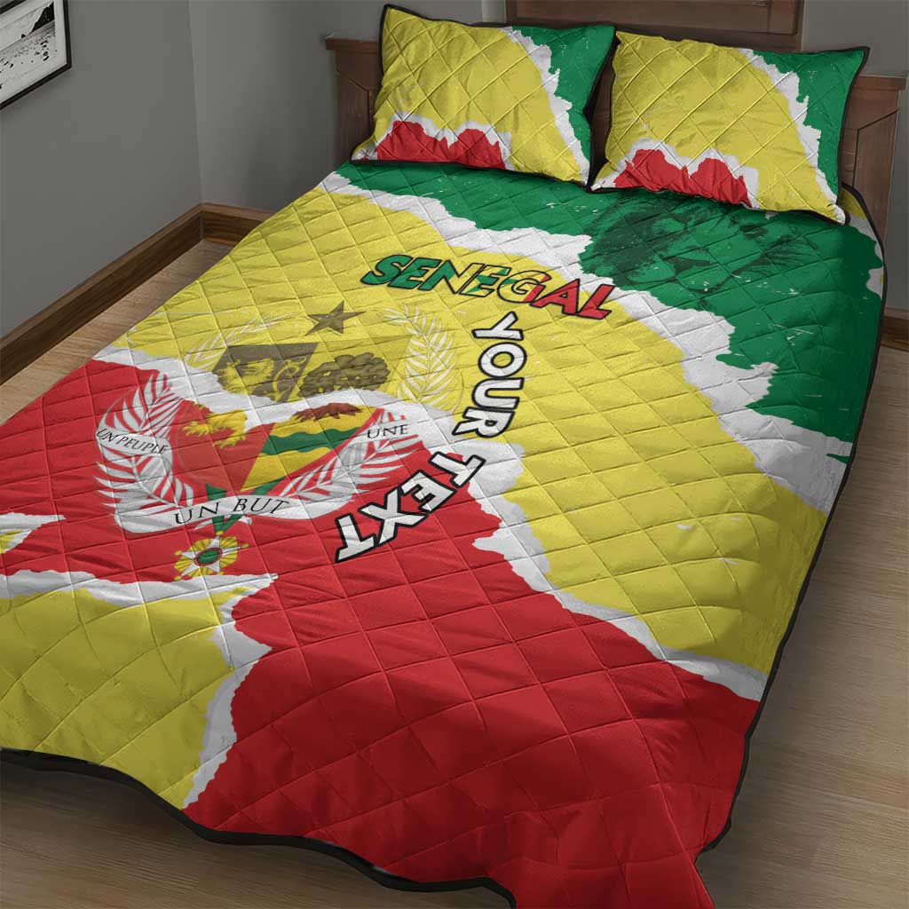 Custom Senegal Beach Soccer 2025 Quilt Bed Set Go Champions - Grunge Style LT15