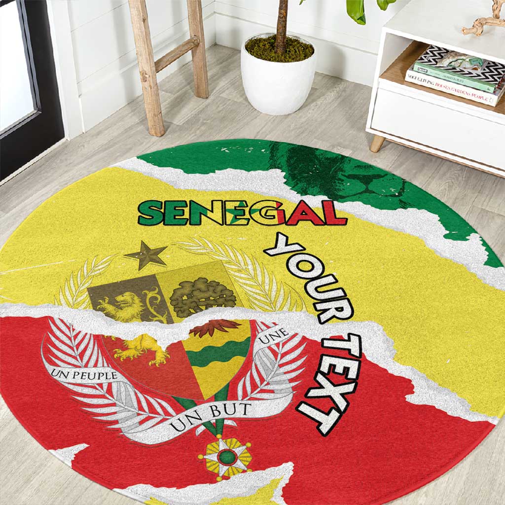 Custom Senegal Beach Soccer 2025 Round Carpet Go Champions - Grunge Style LT15