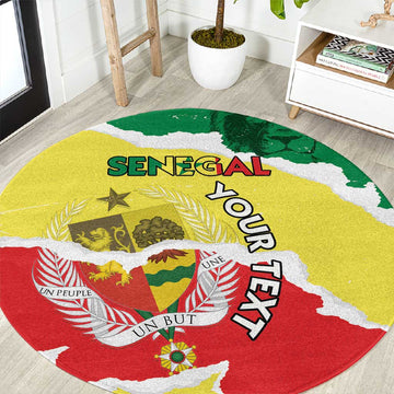 Custom Senegal Beach Soccer 2025 Round Carpet Go Champions - Grunge Style LT15