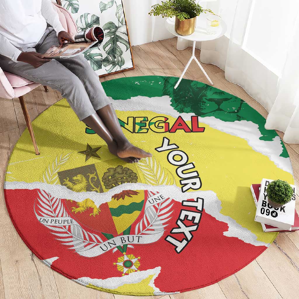 Custom Senegal Beach Soccer 2025 Round Carpet Go Champions - Grunge Style LT15