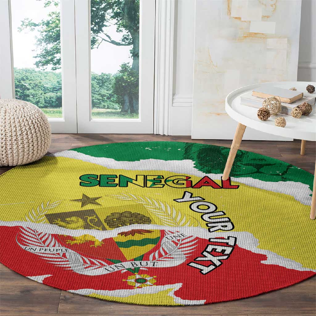 Custom Senegal Beach Soccer 2025 Round Carpet Go Champions - Grunge Style LT15