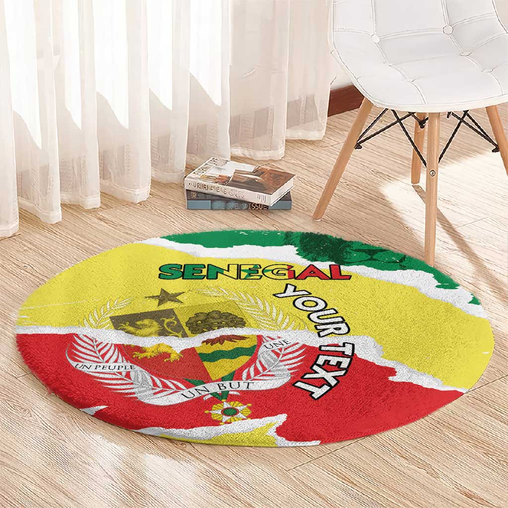 Custom Senegal Beach Soccer 2025 Round Carpet Go Champions - Grunge Style LT15