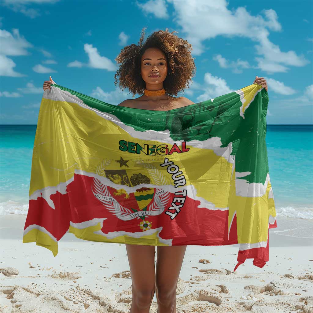 Custom Senegal Beach Soccer 2025 Sarong Go Champions - Grunge Style LT15