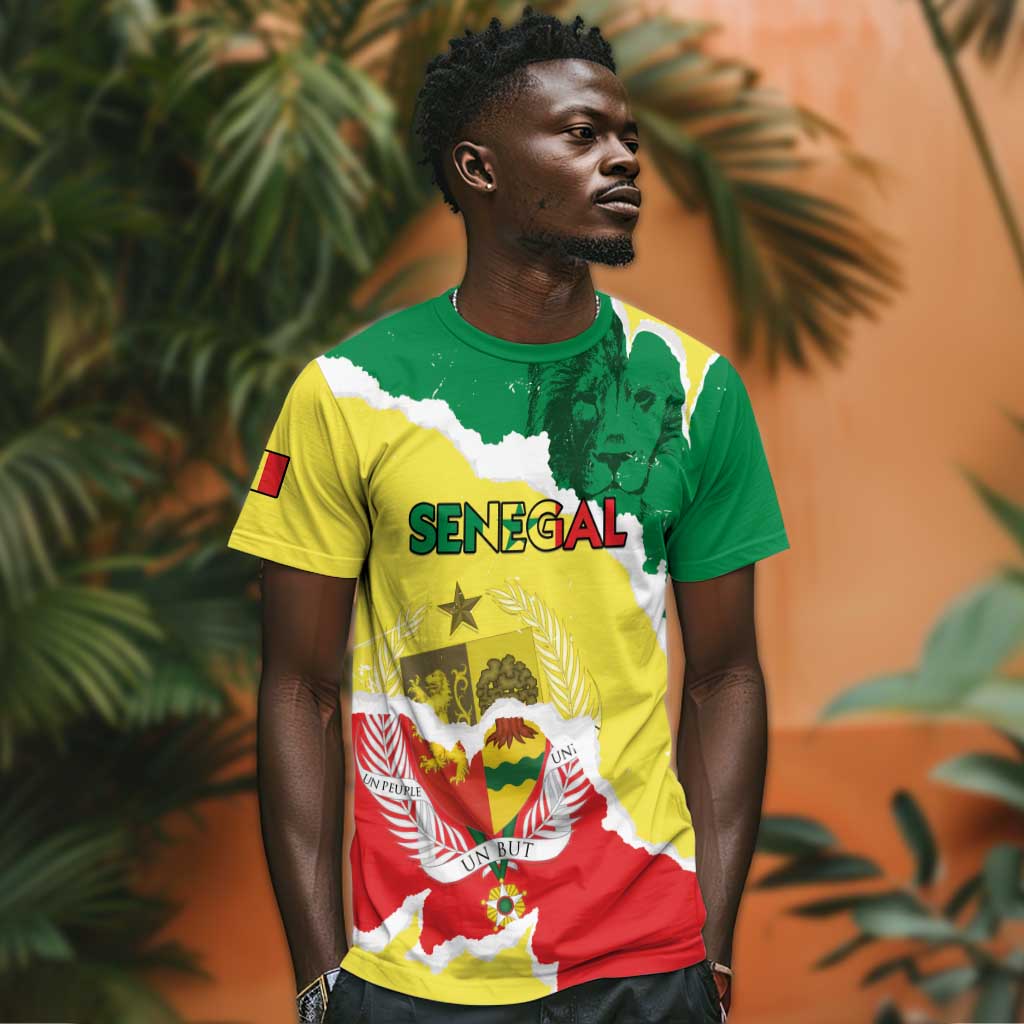 Custom Senegal Beach Soccer 2025 T shirt Go Champions - Grunge Style LT15