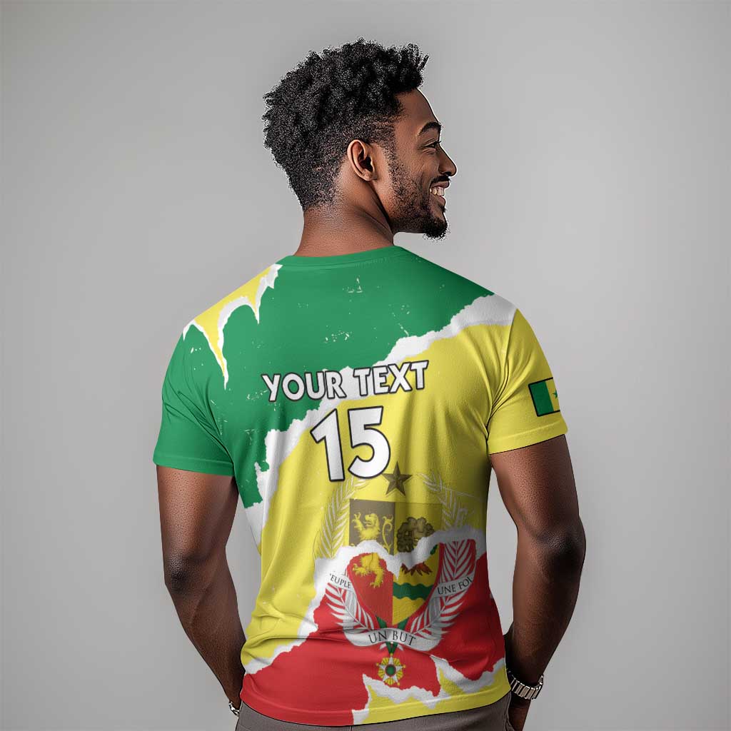 Custom Senegal Beach Soccer 2025 T shirt Go Champions - Grunge Style LT15