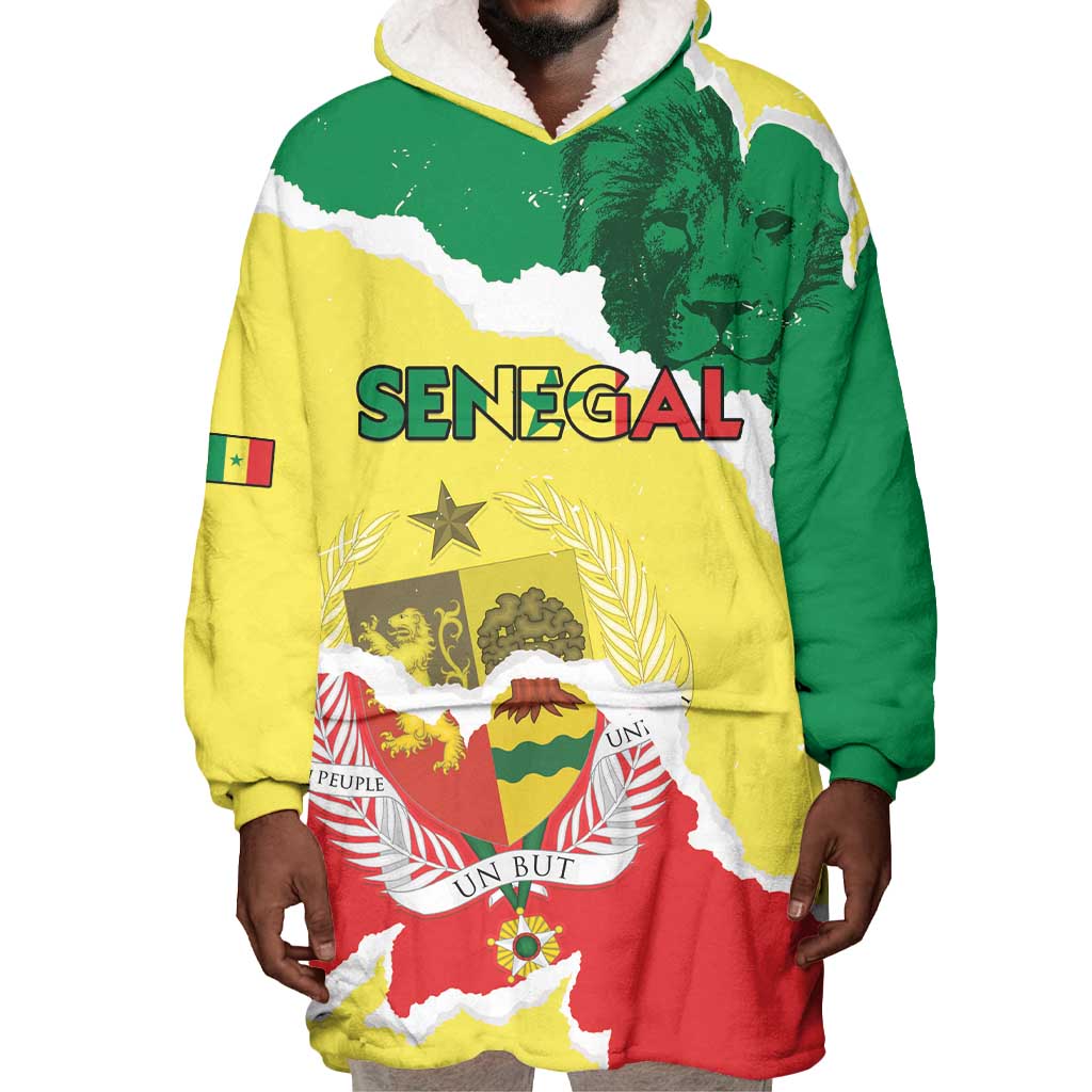 Custom Senegal Beach Soccer 2025 Wearable Blanket Hoodie Go Champions - Grunge Style LT15