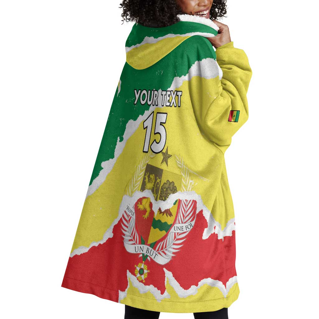 Custom Senegal Beach Soccer 2025 Wearable Blanket Hoodie Go Champions - Grunge Style LT15
