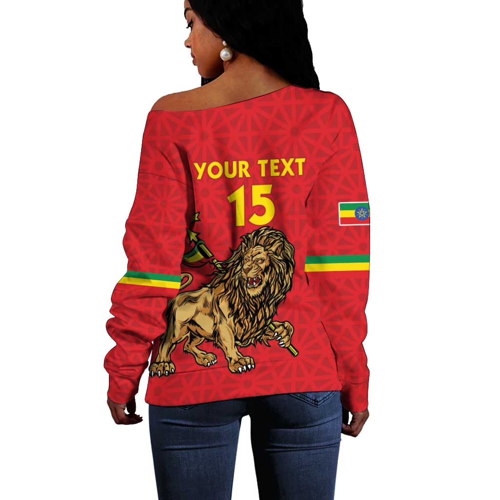 Custom Ethiopia Football Off Shoulder Sweater Go Champions LT15