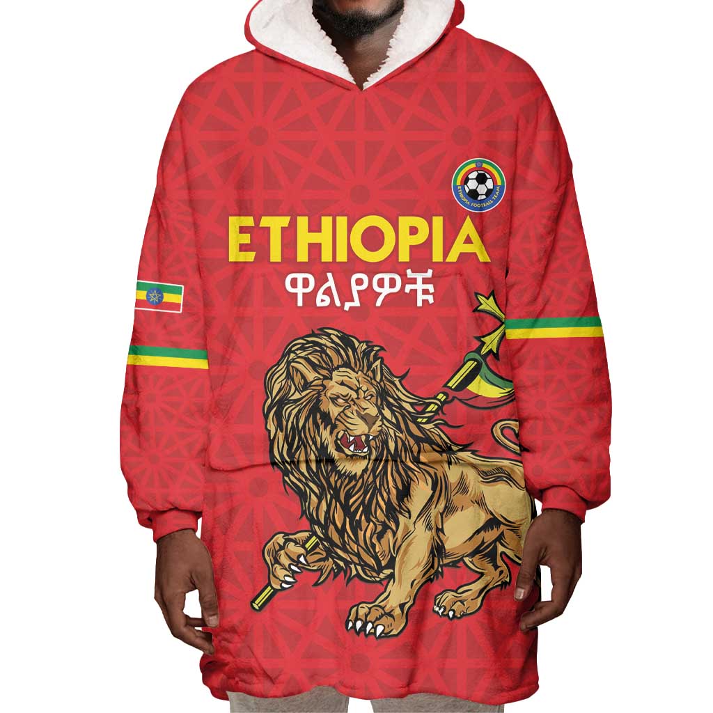 Custom Ethiopia Football Wearable Blanket Hoodie Go Champions LT15