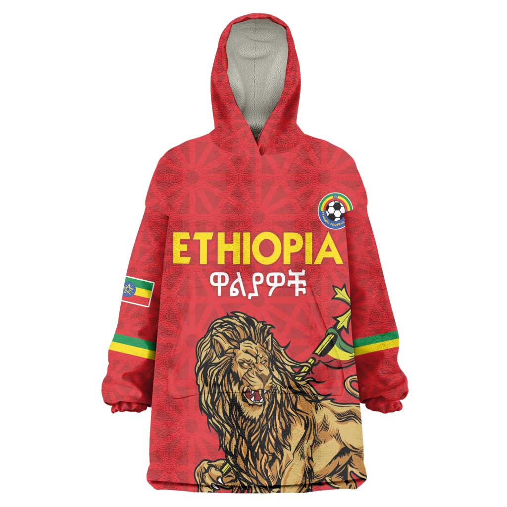 Custom Ethiopia Football Wearable Blanket Hoodie Go Champions LT15