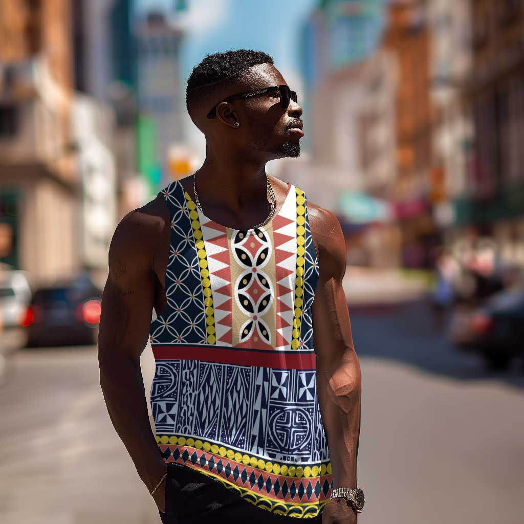 Toghu Bamenda Men Tank Top Cameroon Traditional Pattern LT15