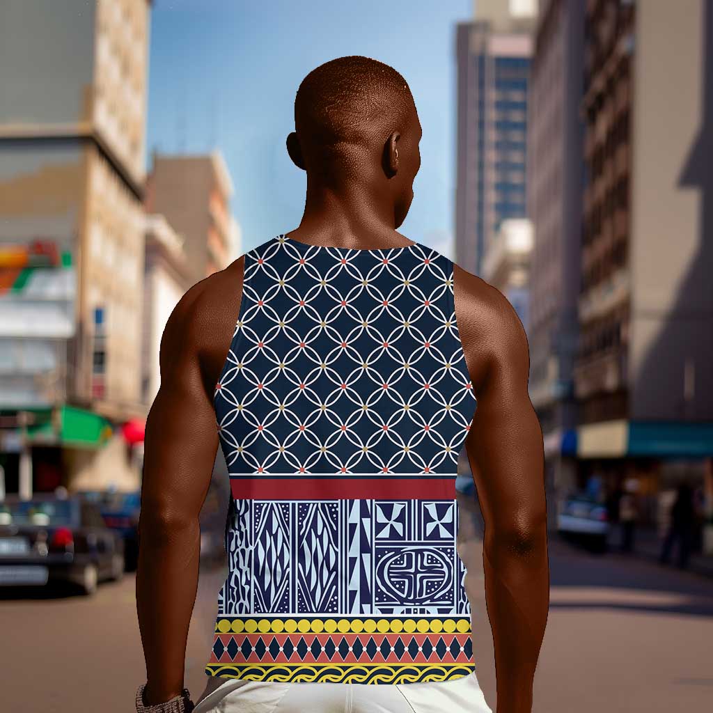 Toghu Bamenda Men Tank Top Cameroon Traditional Pattern LT15