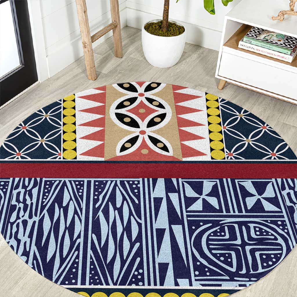 Toghu Bamenda Round Carpet Cameroon Traditional Pattern LT15