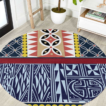 Toghu Bamenda Round Carpet Cameroon Traditional Pattern LT15