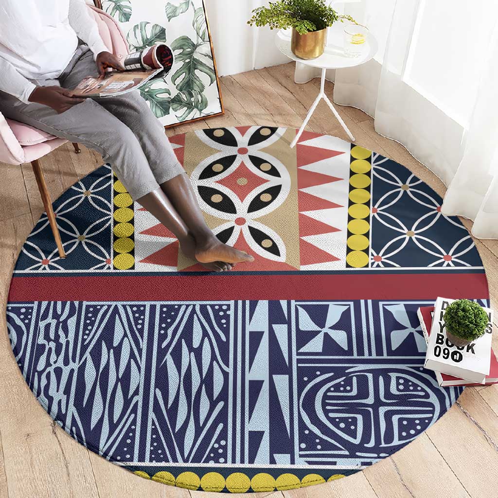 Toghu Bamenda Round Carpet Cameroon Traditional Pattern LT15
