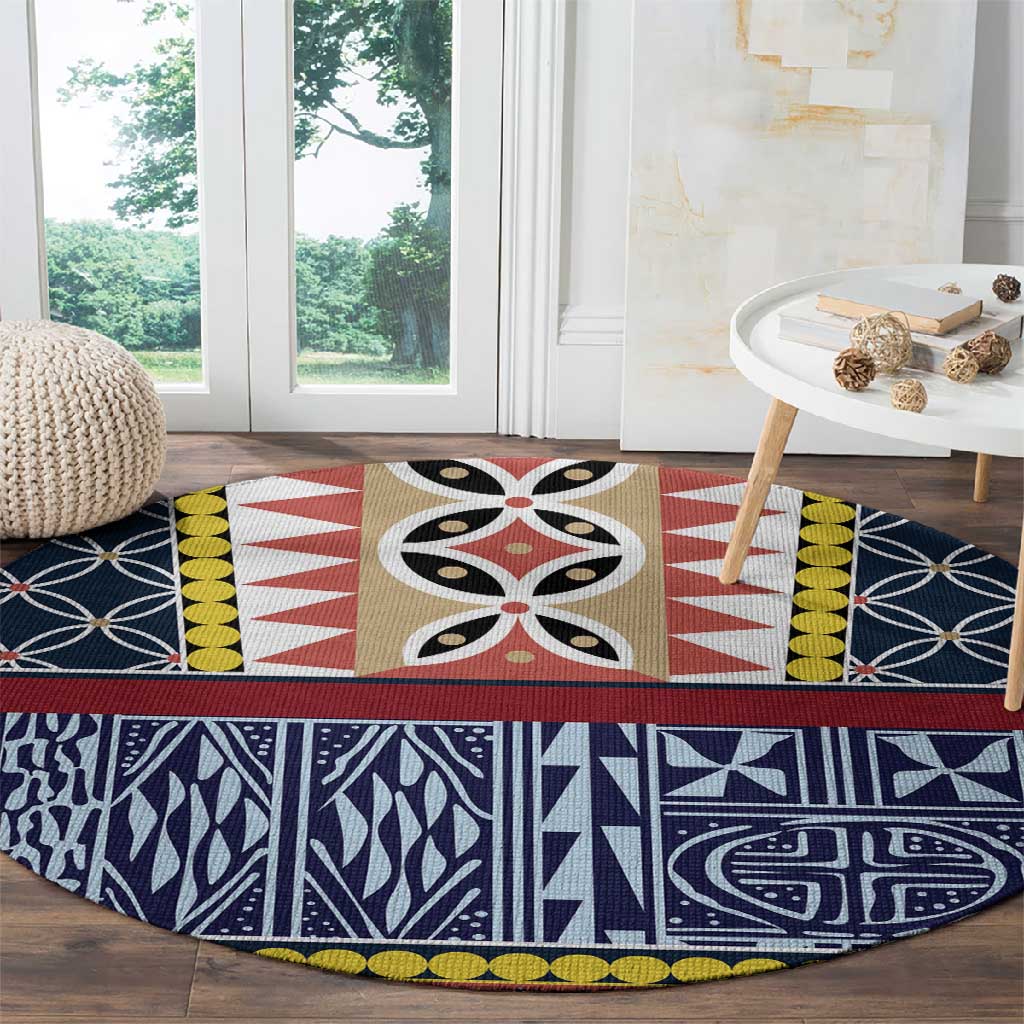 Toghu Bamenda Round Carpet Cameroon Traditional Pattern LT15