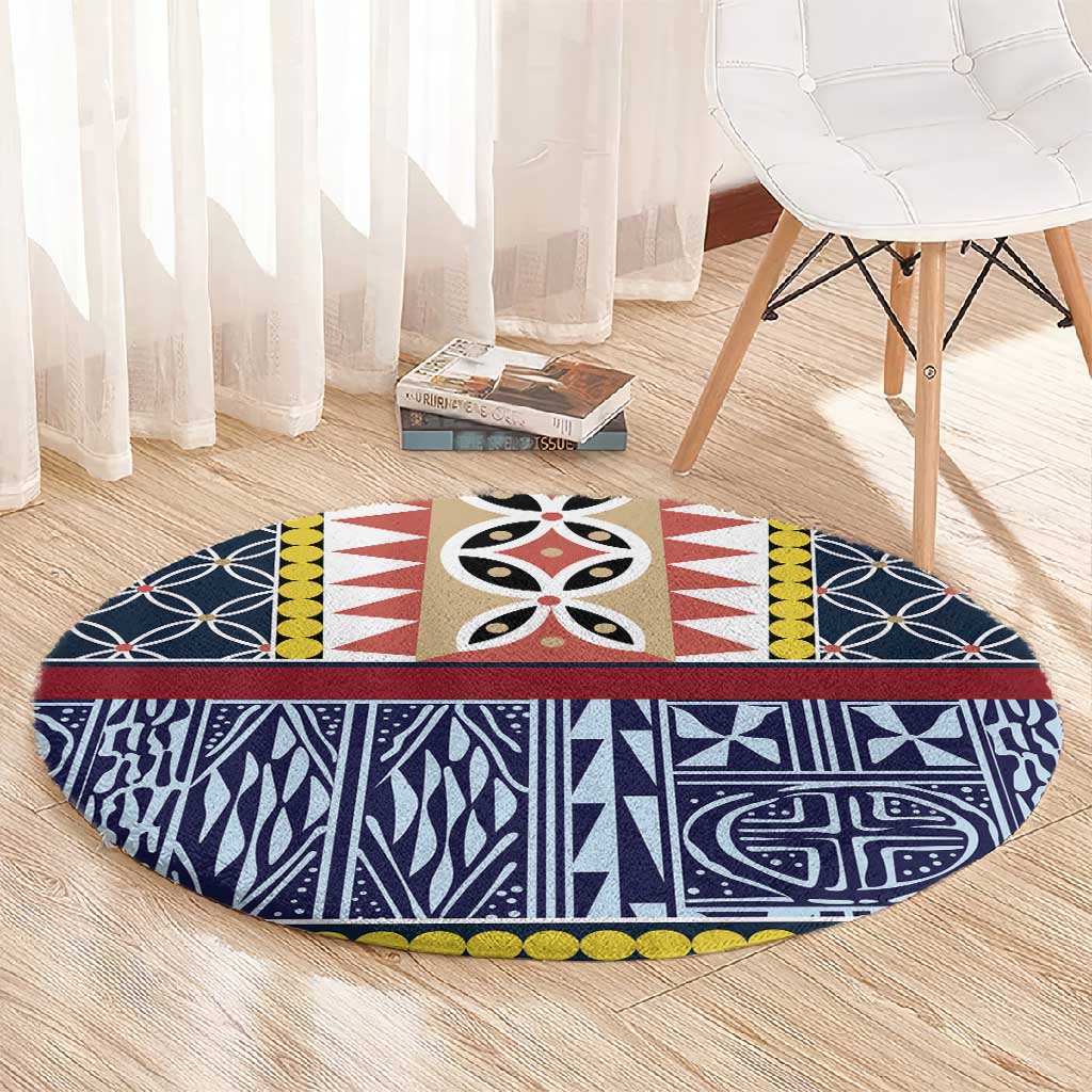 Toghu Bamenda Round Carpet Cameroon Traditional Pattern LT15
