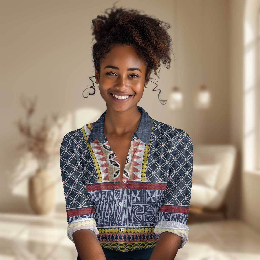 Toghu Bamenda Women Casual Shirt Cameroon Traditional Pattern LT15