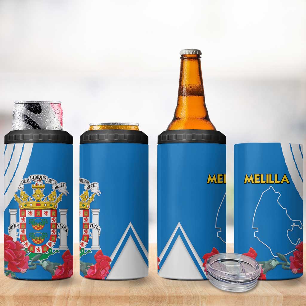 Melilla Spain 4 in 1 Can Cooler Tumbler Coat Of Arms With Map LT15