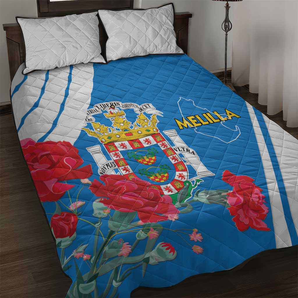 Melilla Spain Quilt Bed Set Coat Of Arms With Map LT15