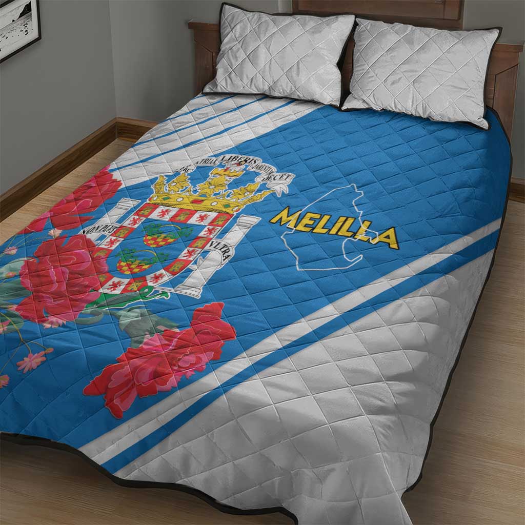 Melilla Spain Quilt Bed Set Coat Of Arms With Map LT15