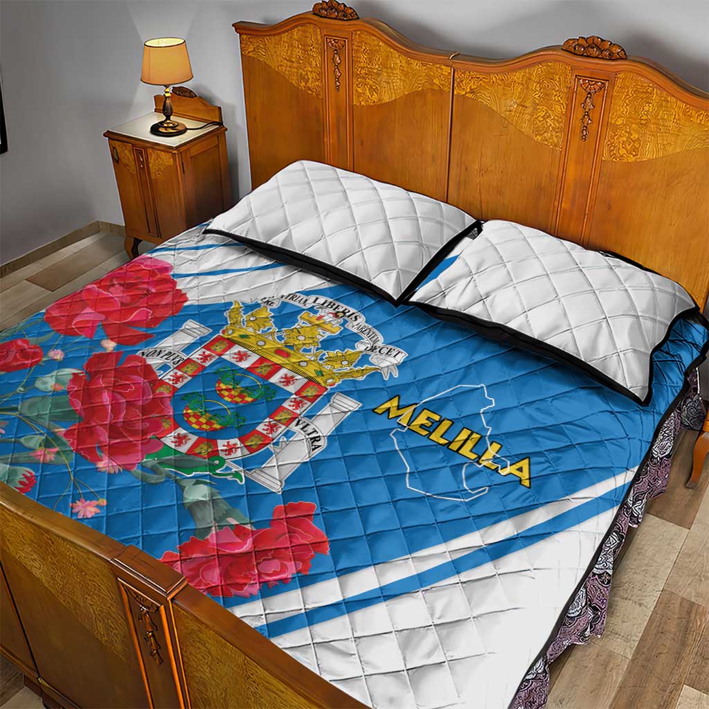 Melilla Spain Quilt Bed Set Coat Of Arms With Map LT15