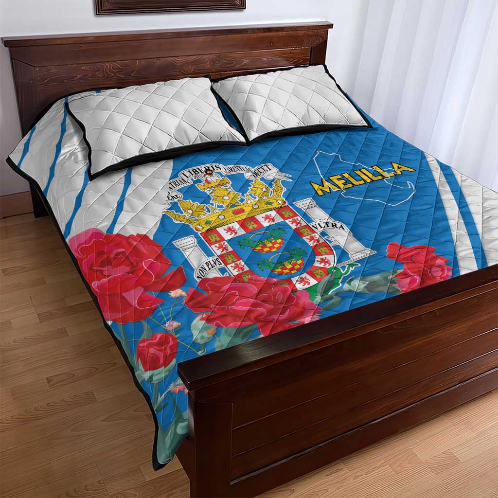 Melilla Spain Quilt Bed Set Coat Of Arms With Map LT15