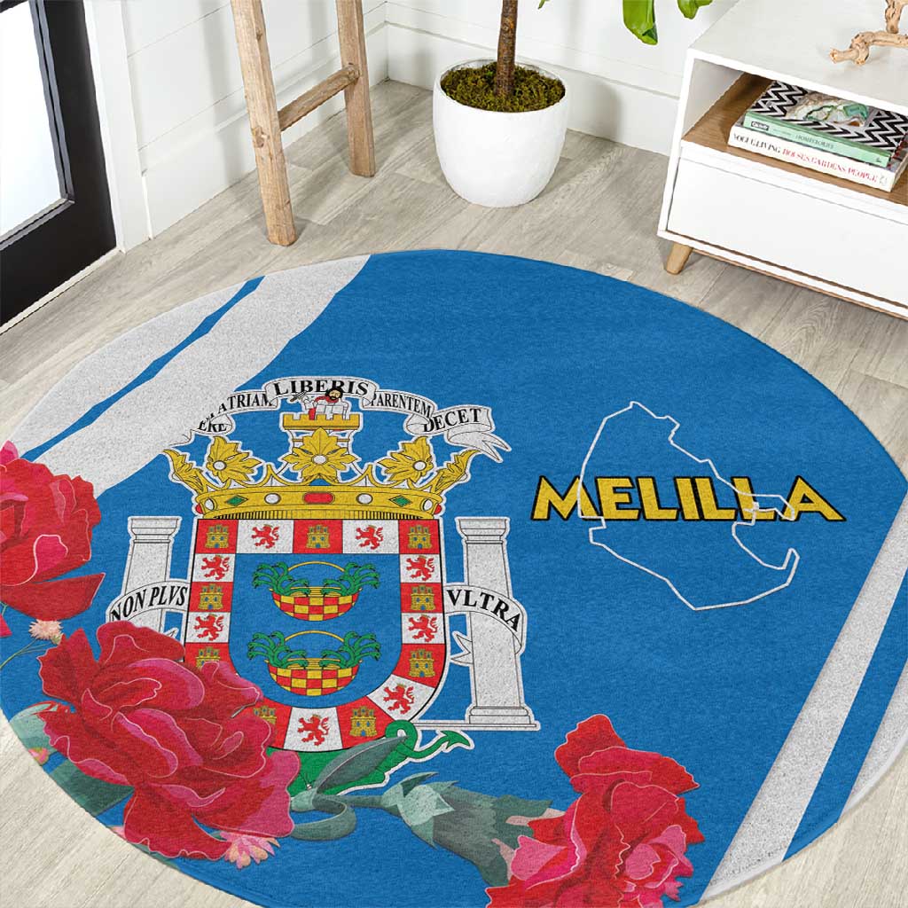 Melilla Spain Round Carpet Coat Of Arms With Map LT15