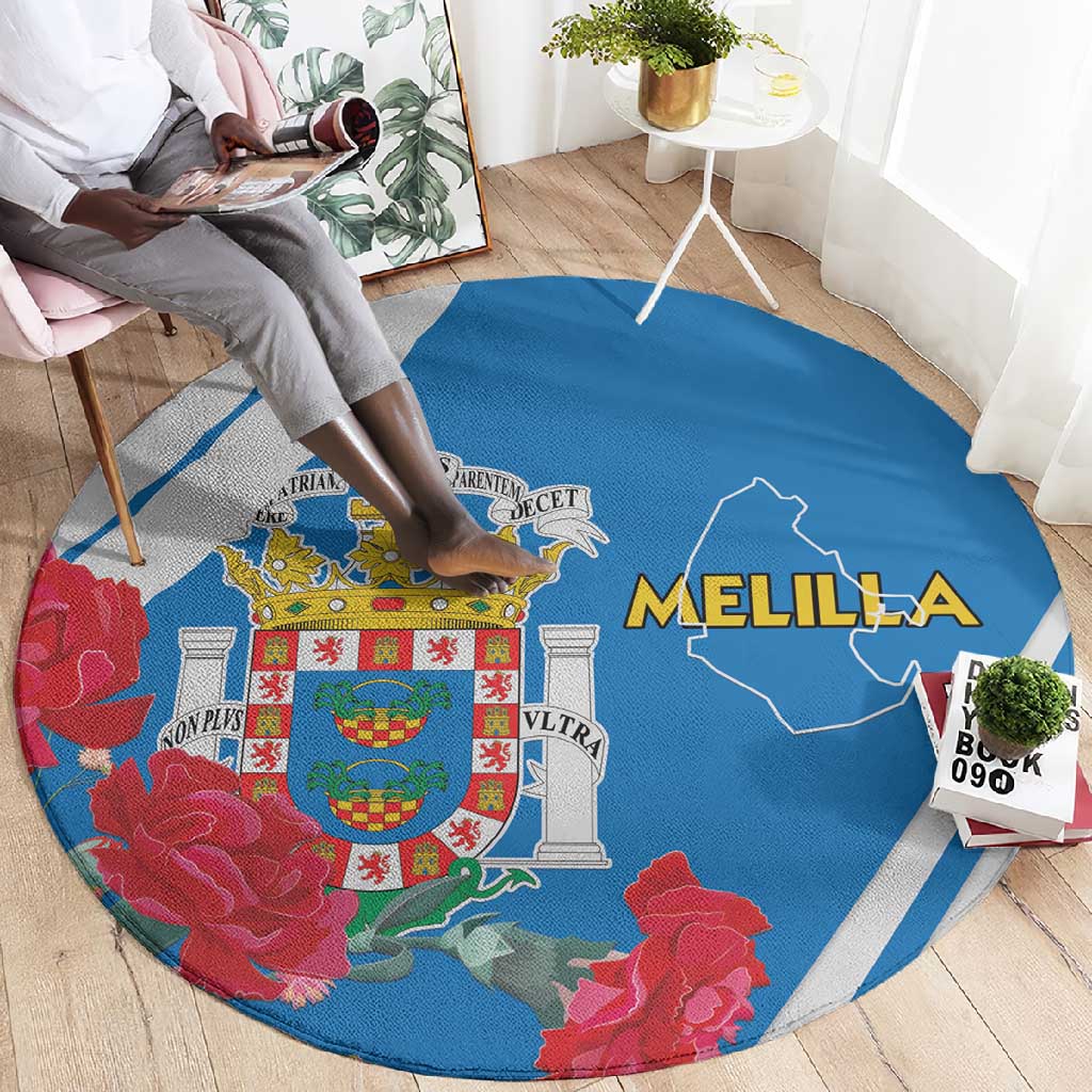 Melilla Spain Round Carpet Coat Of Arms With Map LT15