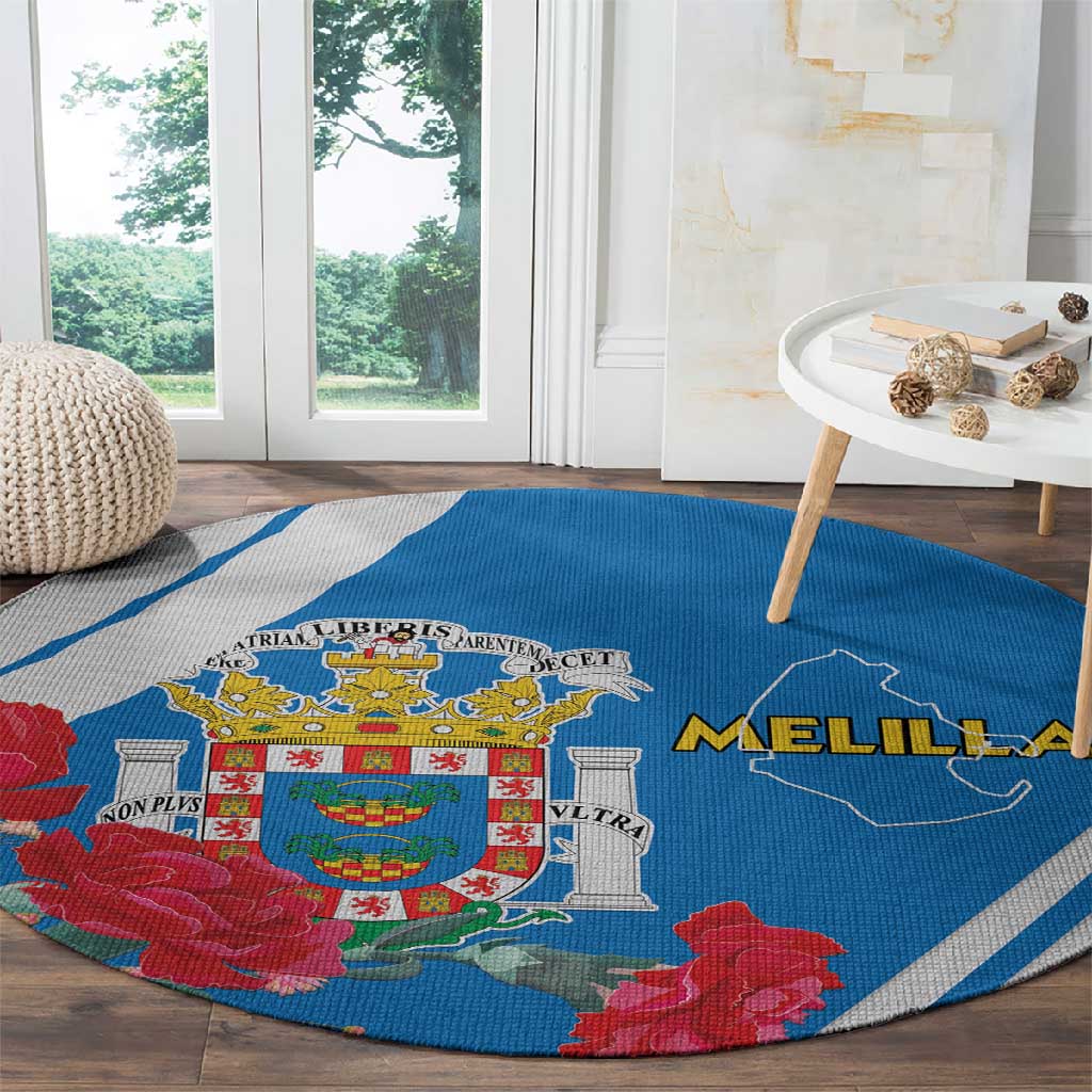 Melilla Spain Round Carpet Coat Of Arms With Map LT15
