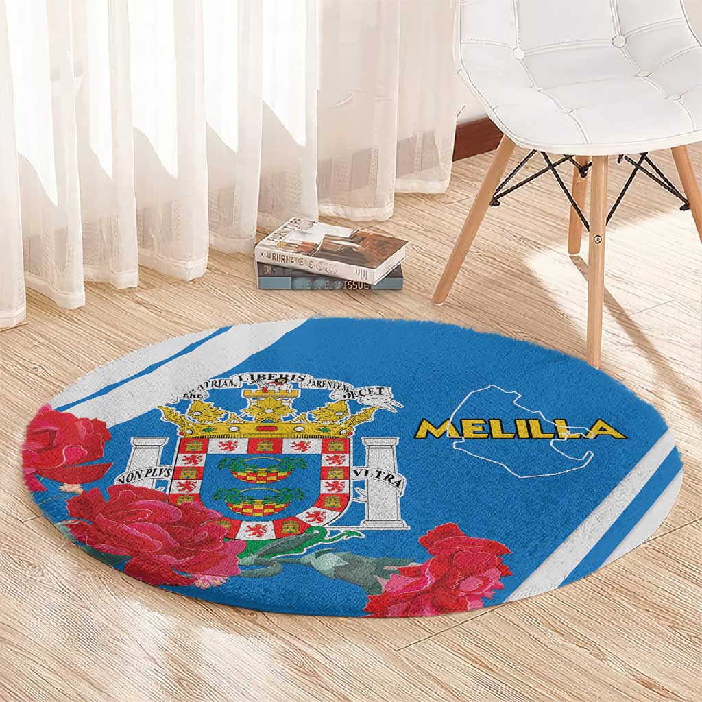 Melilla Spain Round Carpet Coat Of Arms With Map LT15