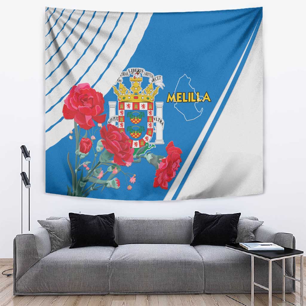 Melilla Spain Tapestry Coat Of Arms With Map LT15