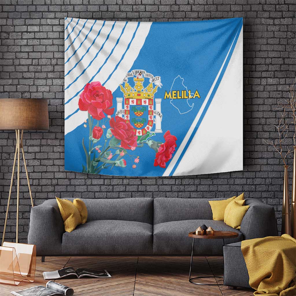 Melilla Spain Tapestry Coat Of Arms With Map LT15
