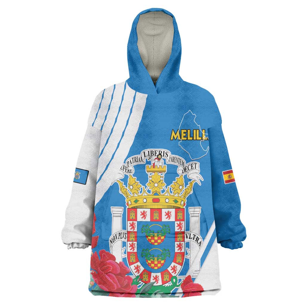 Melilla Spain Wearable Blanket Hoodie Coat Of Arms With Map LT15