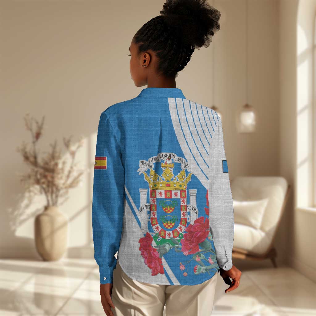 Melilla Spain Women Casual Shirt Coat Of Arms With Map LT15