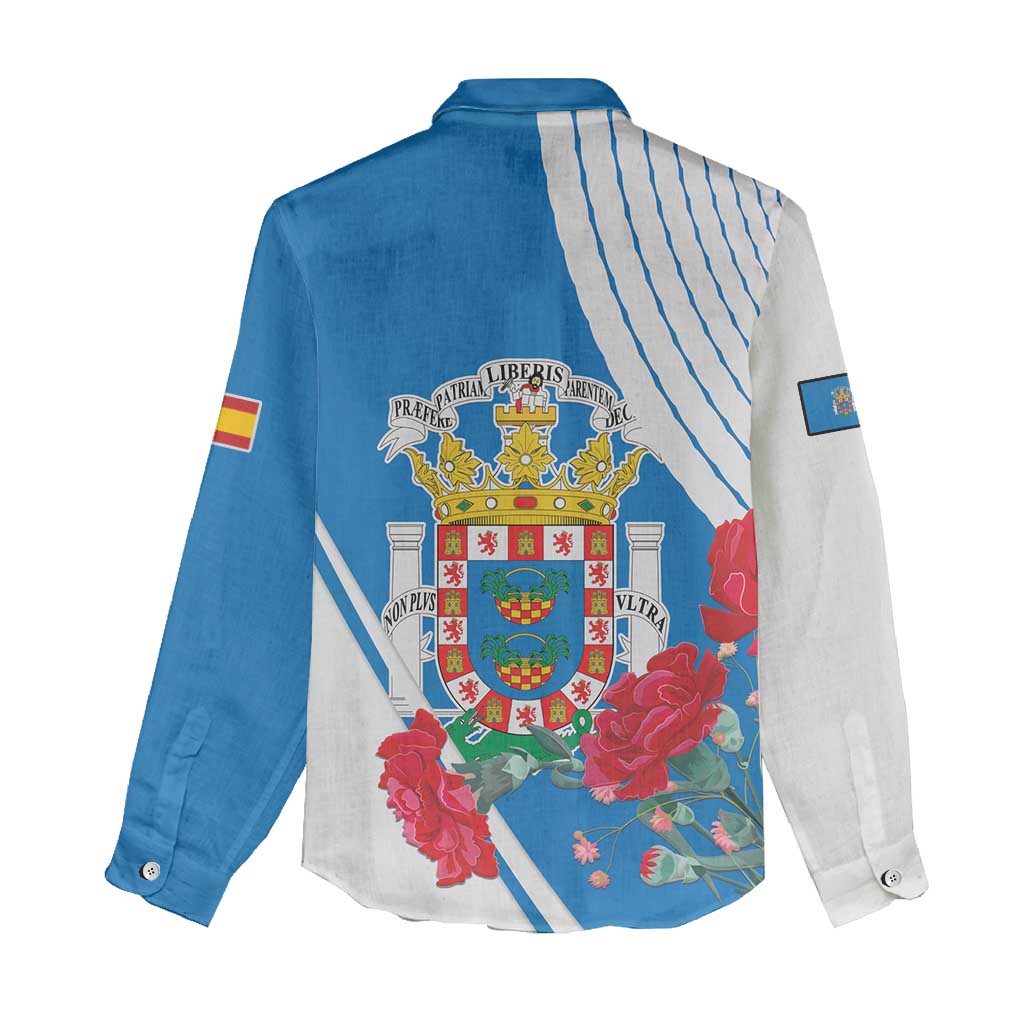 Melilla Spain Women Casual Shirt Coat Of Arms With Map LT15