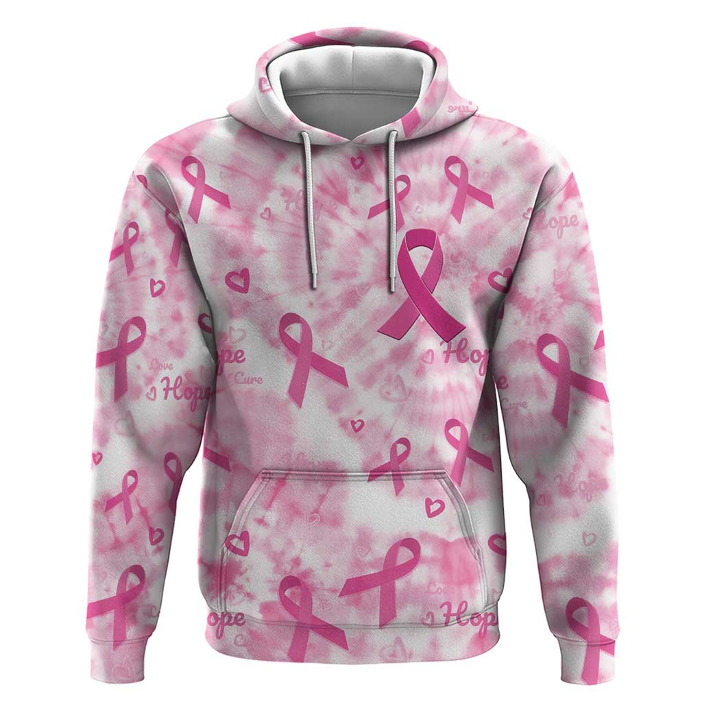 Breast Cancer Awareness Pink Ribbon Hoodie Tie Dye Style LT15
