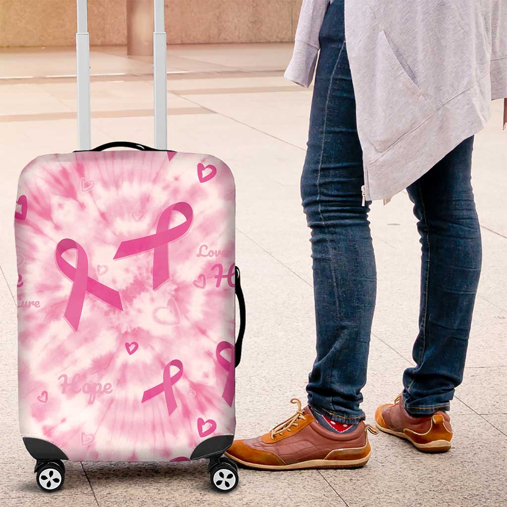 Breast Cancer Awareness Pink Ribbon Luggage Cover Tie Dye Style LT15