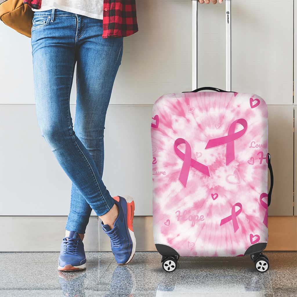 Breast Cancer Awareness Pink Ribbon Luggage Cover Tie Dye Style LT15