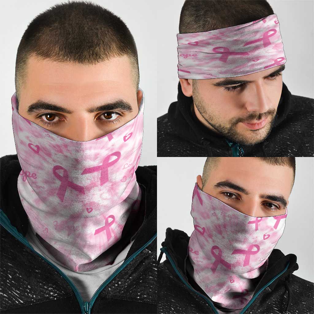 Breast Cancer Awareness Pink Ribbon Neck Gaiter Tie Dye Style LT15