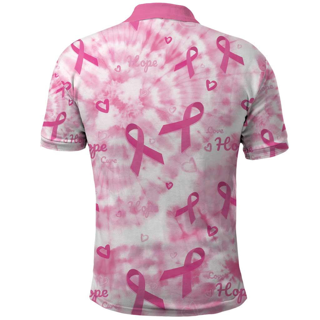 Breast Cancer Awareness Pink Ribbon Polo Shirt Tie Dye Style LT15