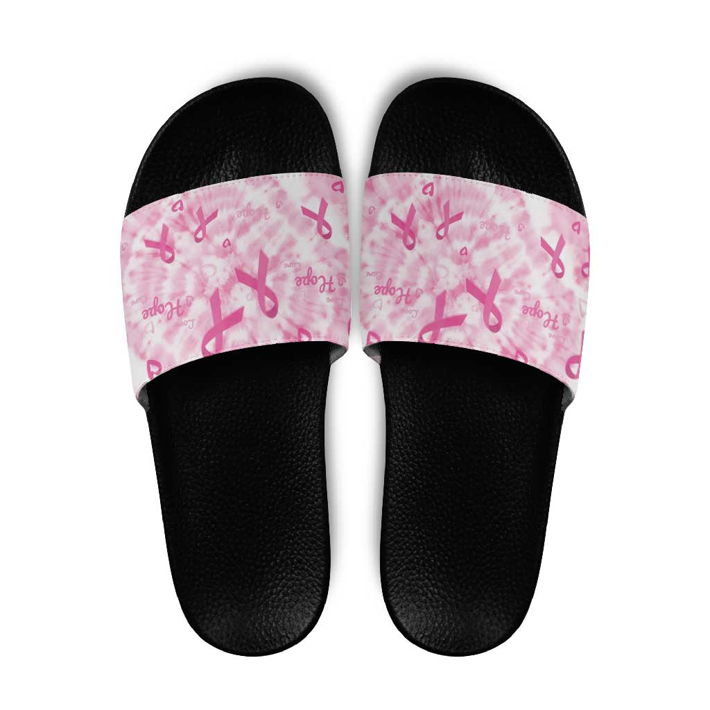 Breast Cancer Awareness Pink Ribbon Slide Sandals Tie Dye Style LT15
