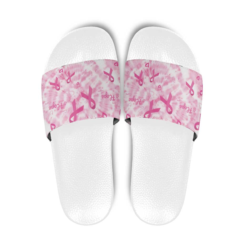 Breast Cancer Awareness Pink Ribbon Slide Sandals Tie Dye Style LT15