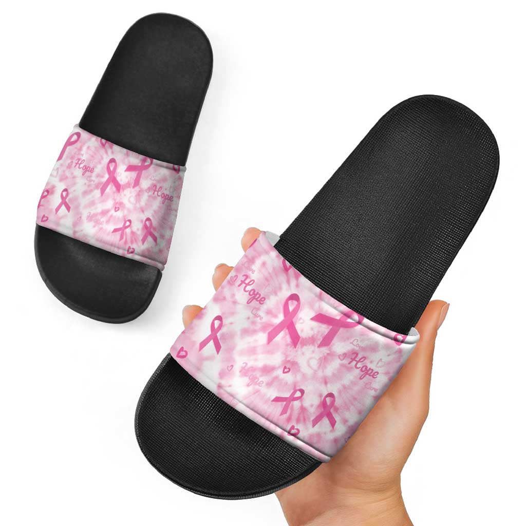 Breast Cancer Awareness Pink Ribbon Slide Sandals Tie Dye Style LT15