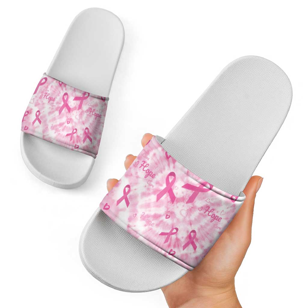 Breast Cancer Awareness Pink Ribbon Slide Sandals Tie Dye Style LT15