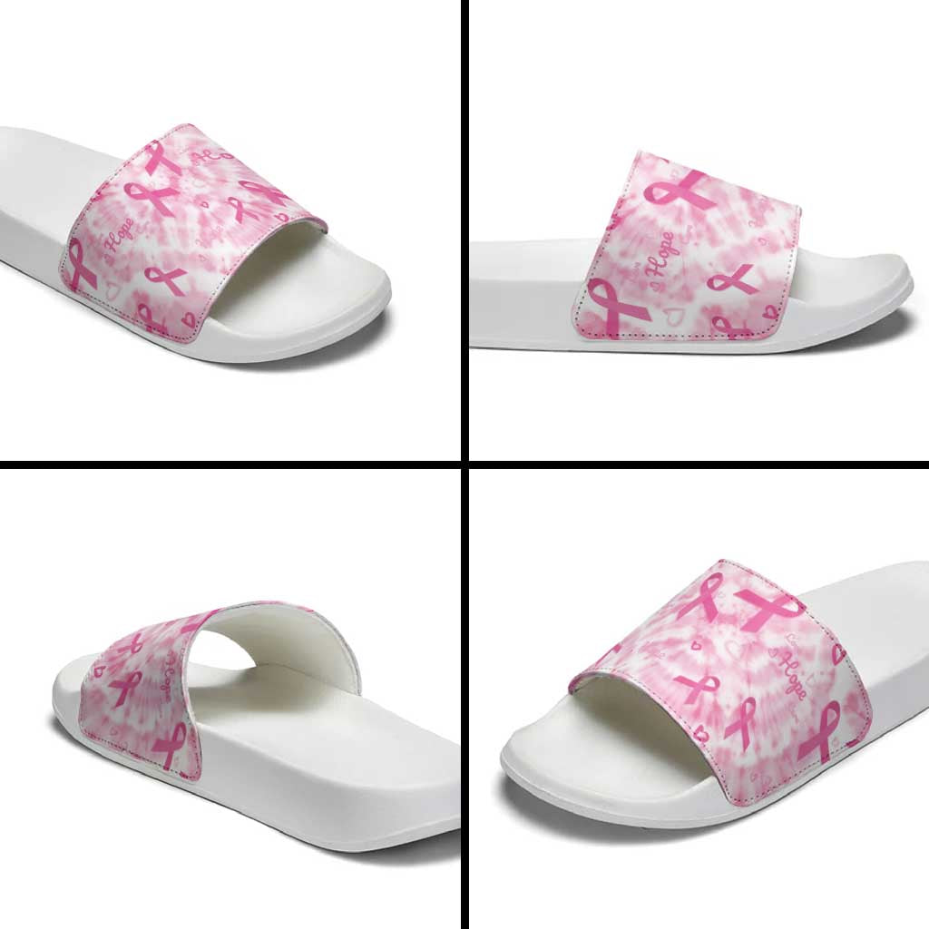 Breast Cancer Awareness Pink Ribbon Slide Sandals Tie Dye Style LT15