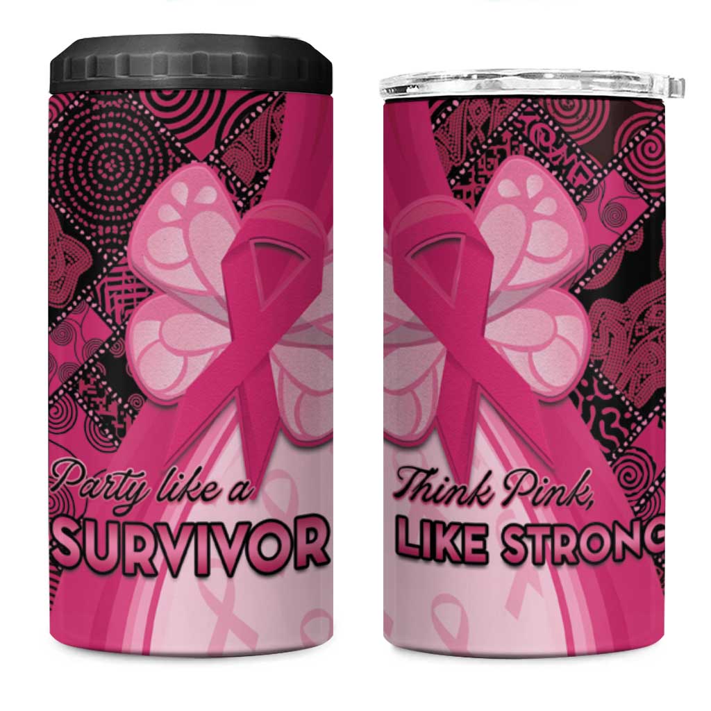 Breast Cancer Awareness 4 in 1 Can Cooler Tumbler Think Pink - African Pattern LT15