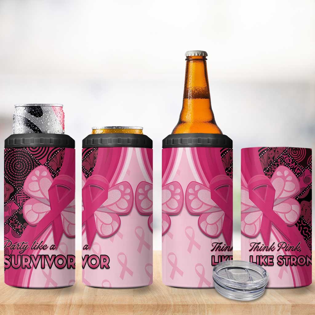 Breast Cancer Awareness 4 in 1 Can Cooler Tumbler Think Pink - African Pattern LT15